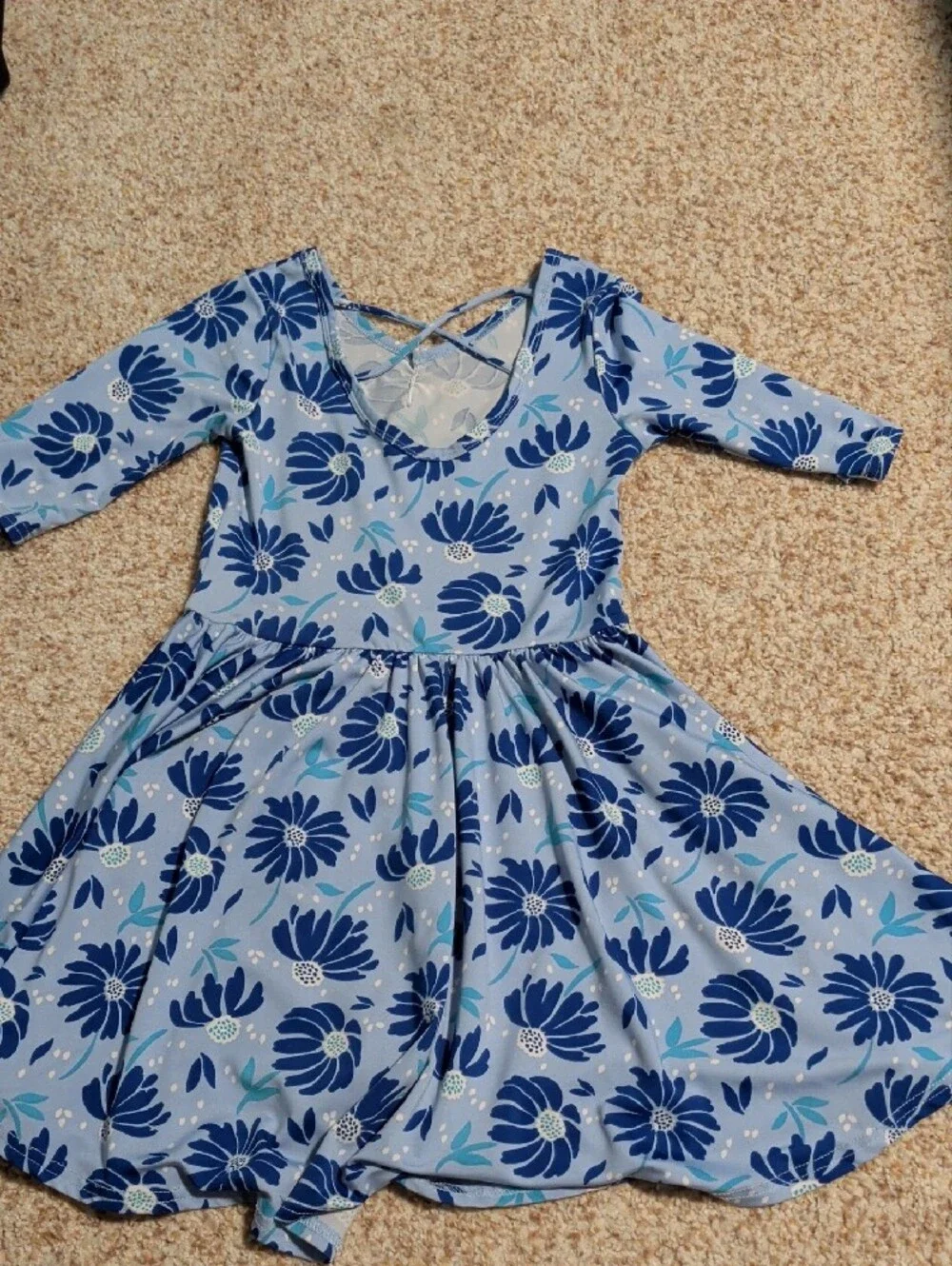 Girls Blue Floral Twirl Dress Dot Dot Smile